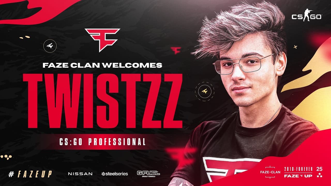 FaZe簽入Twistzz  將Kjaerbye放入後備名單