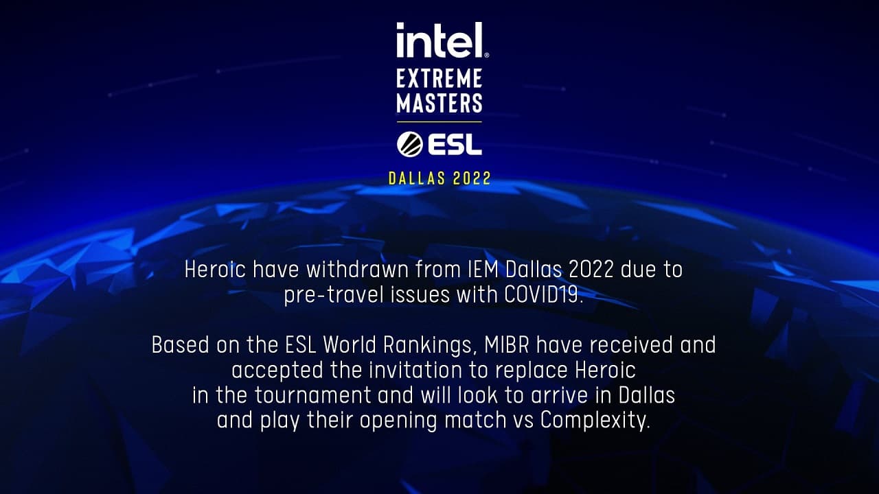 IEM Dallas: MIBR頂替Heroic, NIP動用ztr取代hampus參賽